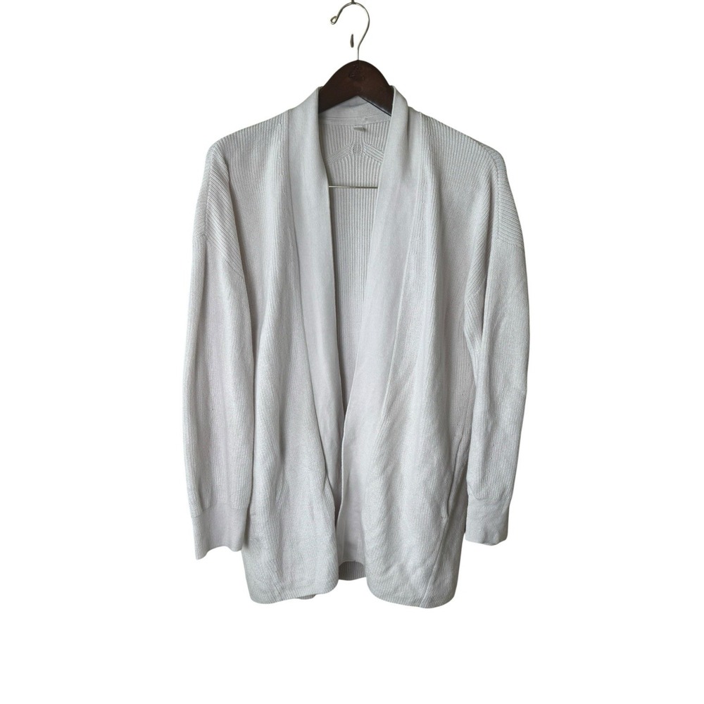 Lululemon Merino Wool Blend Ribbed Knit Cardigan Women 6 Beige LW3GKBS